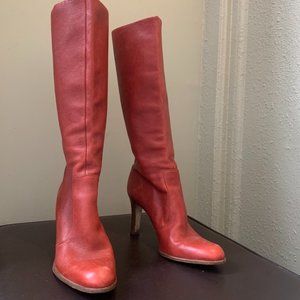 Antonio Melani Italian Red Leather Thigh-High Boots